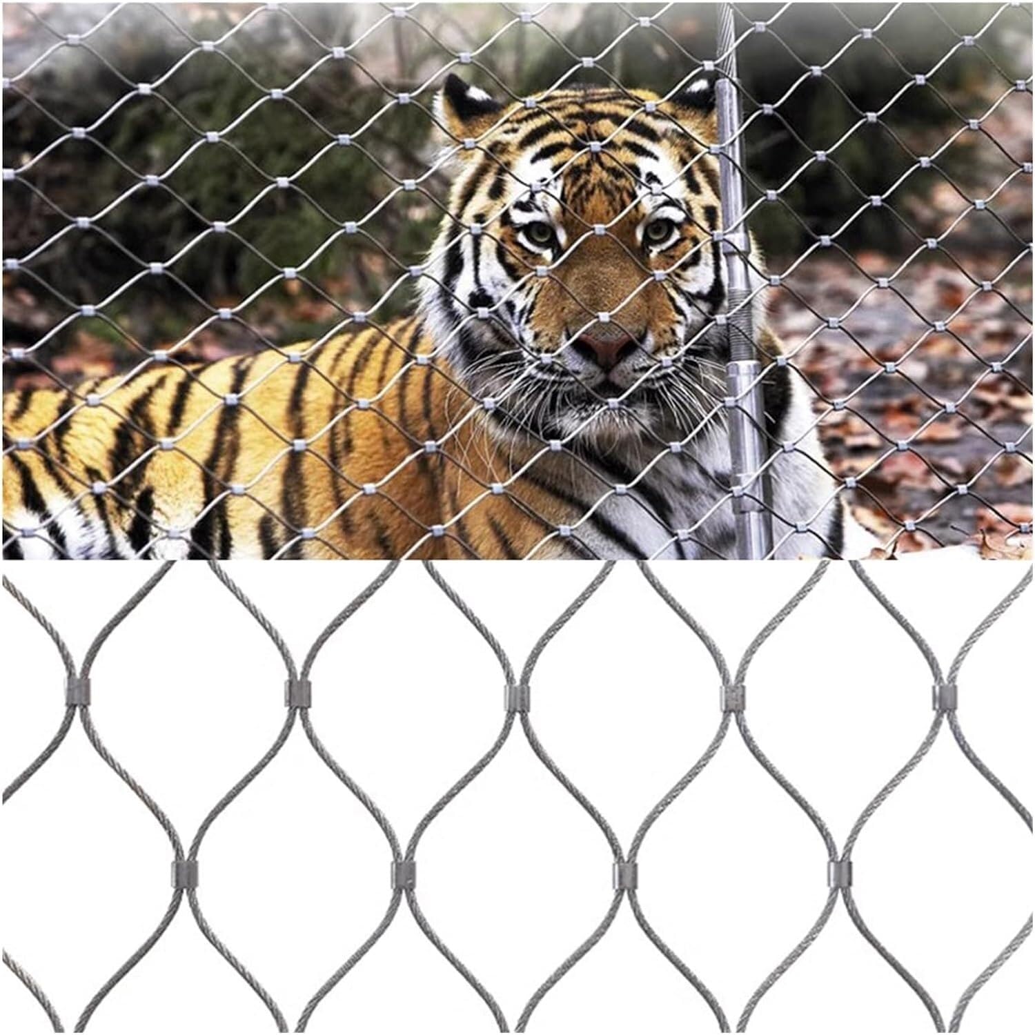 JvFbjLF Stainless Steel Rope Net, Anti-theft And Fall Protection Net, Flexible Impact Resistant Boundary Protection Net(1.5mm,8cm)