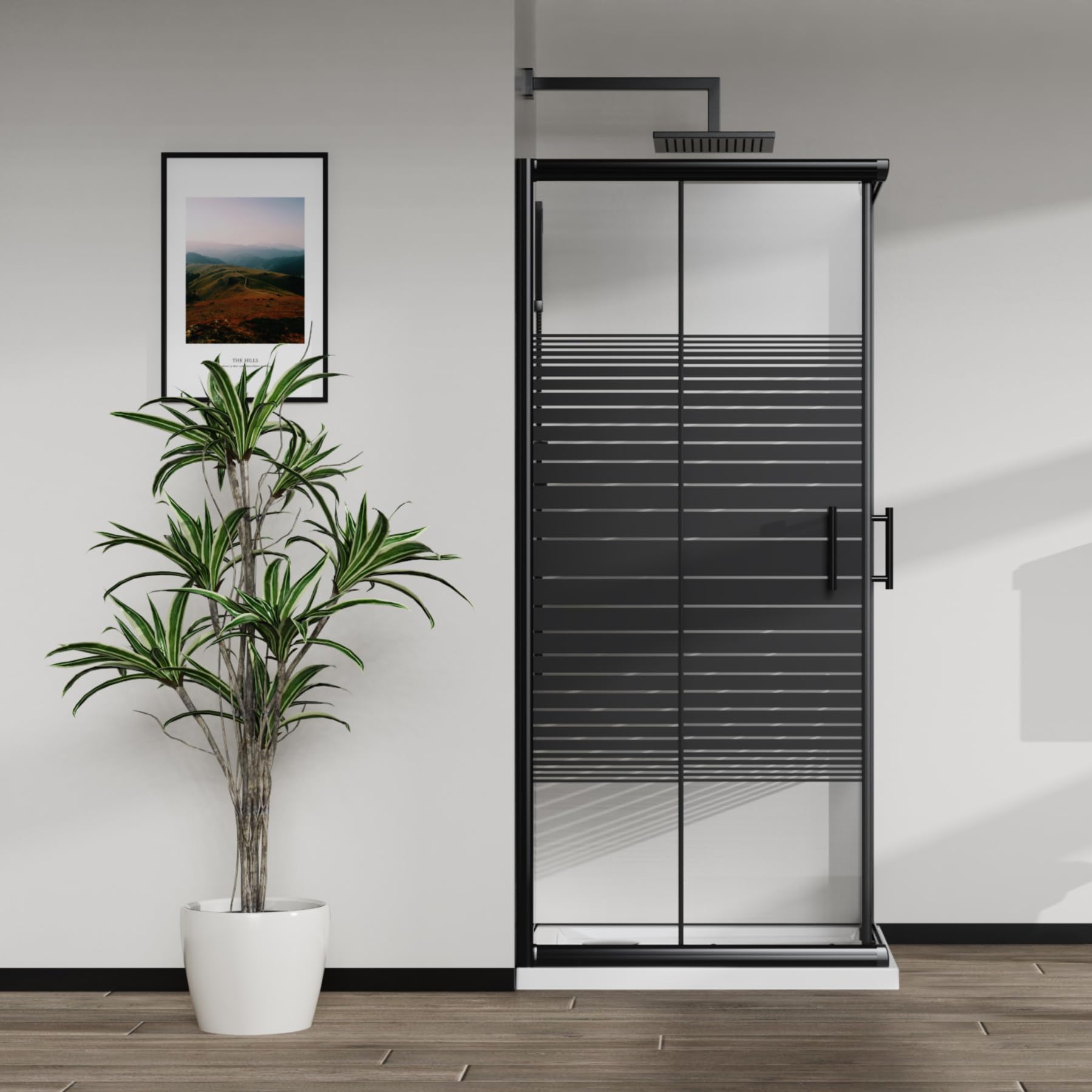 ZIK - Box Doccia 80x80 Angolare 2 Lati Nero (Altezza 190) Cabina Doccia Completa in Vetro Temperato 6mm Reversibile, Box Doccia Completo con Porta Scorrevole, Tutti i Componenti sono Inclusi