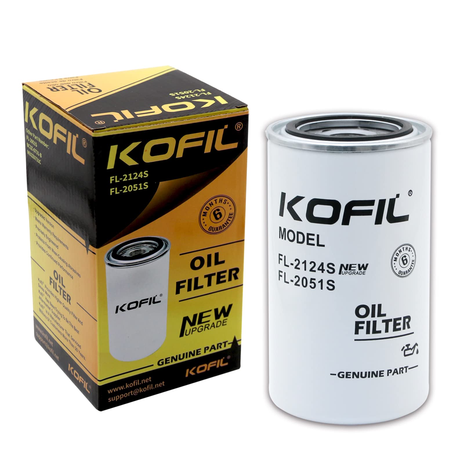 KOFIL FL2124S Oil Filter, Fits 2011-2022 F250 F350 F450 F550 F600 F650 F750 Super Duty 6.7L Power Stroke Diesel Engine, Replaces FL2051S BC3Z-6731-B