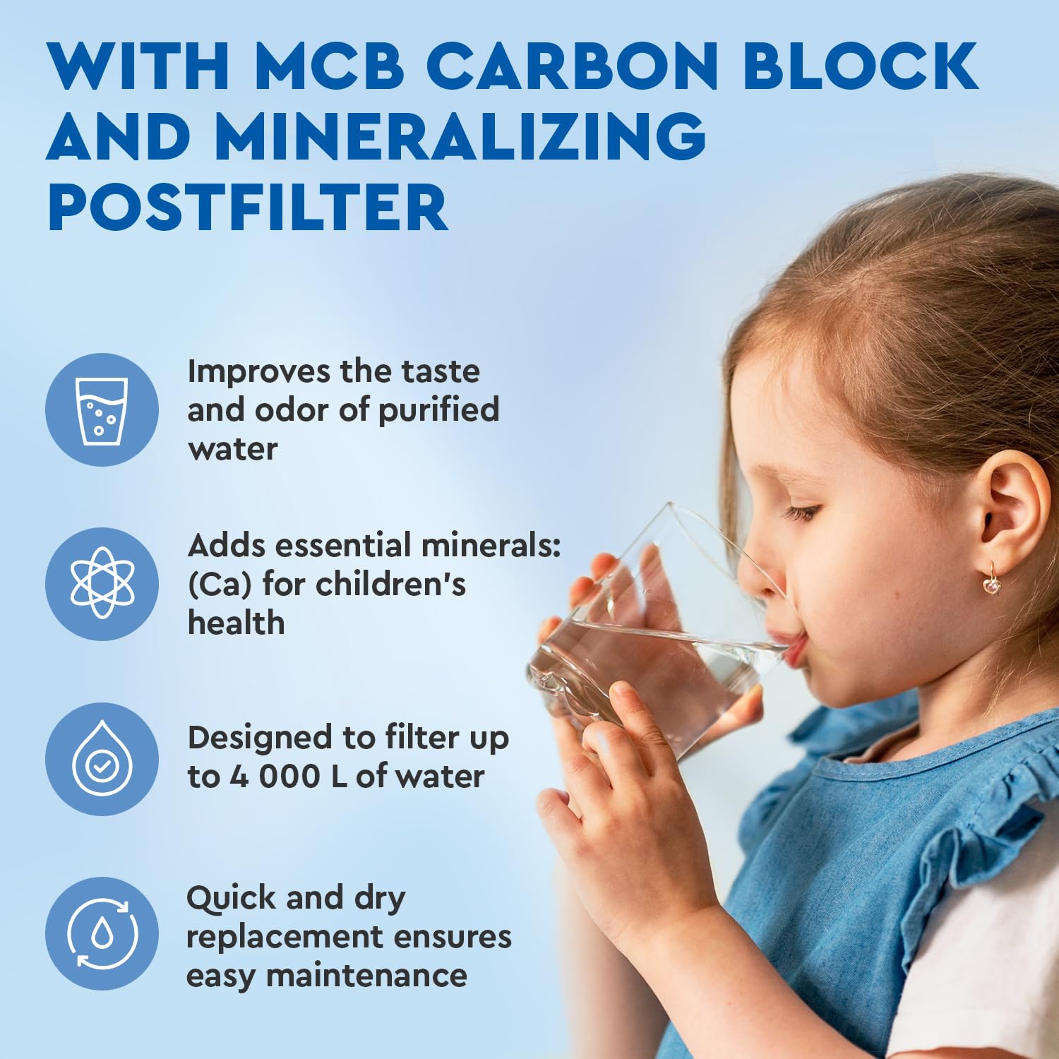 Ecosoft MCB - Filtro al carbone e mineralizzazione per osmosi inversa, compatibile con CROSS 90 Balance | Migliora il gusto | Aggiunge minerali | Facile installazione | Sostituzione ogni 12 mesi
