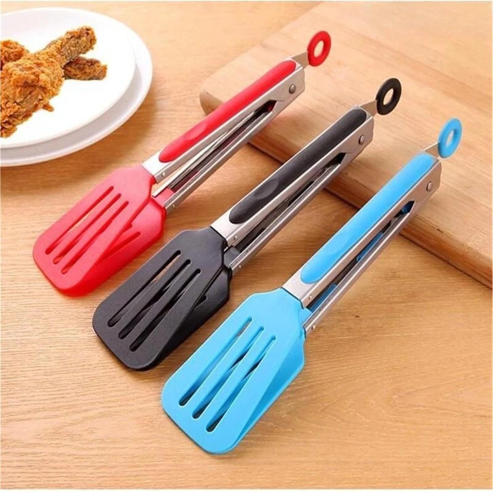 Küchenzange -Set 3 Teile/Satz Silikon Grill Zange BBQ Clip Küche Clips Silikon Lebensmittel Zange Lebensmittel Clips Küche Werkzeug for Zuhause Edelstahl Schaufel Für die Küche(Blue)