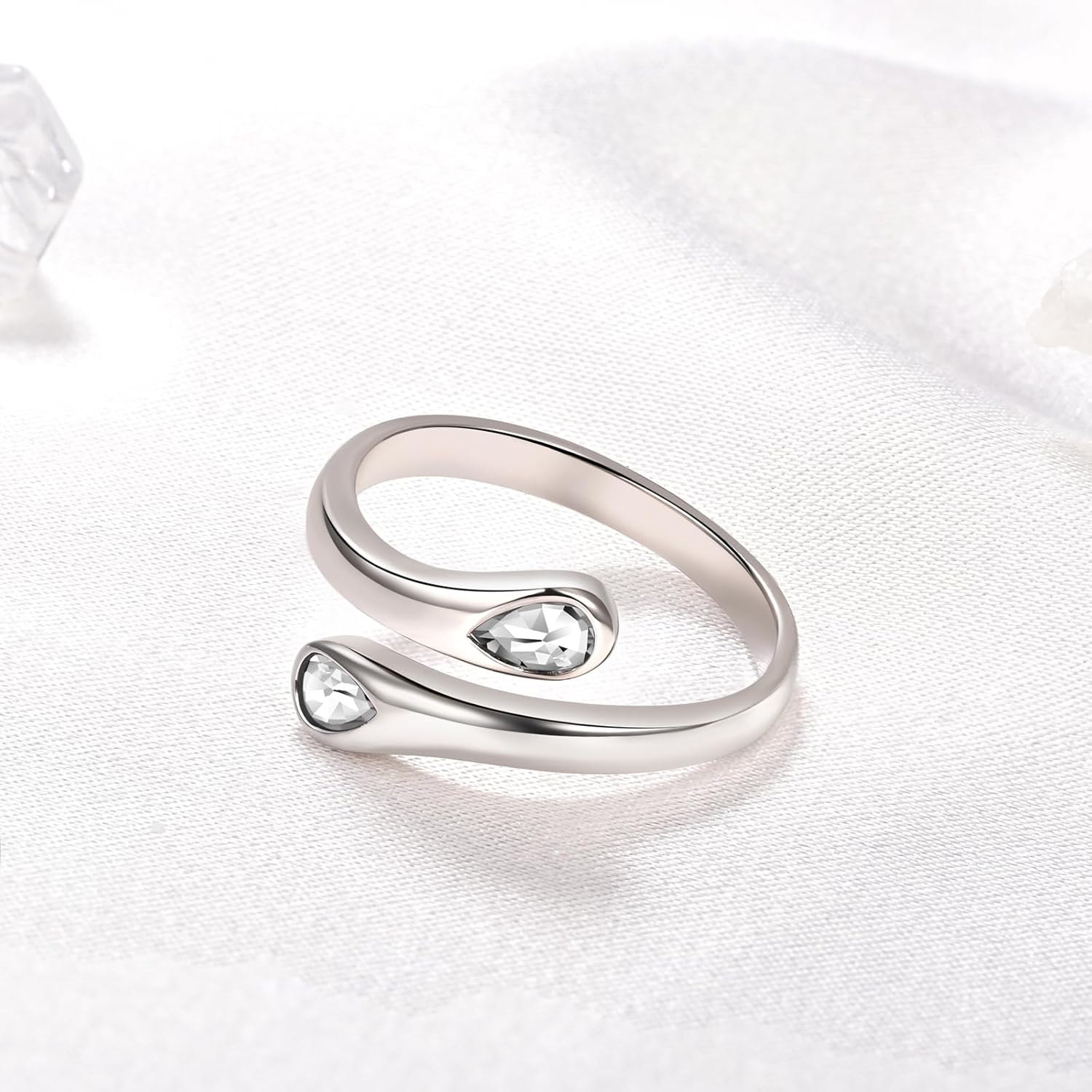 Fookduoduo Sterling Silver Adjustable Thumb Birthstone Rings for Women Promise Love Pinky Ring for Her Birthday Gifts Jewelry - Image 2