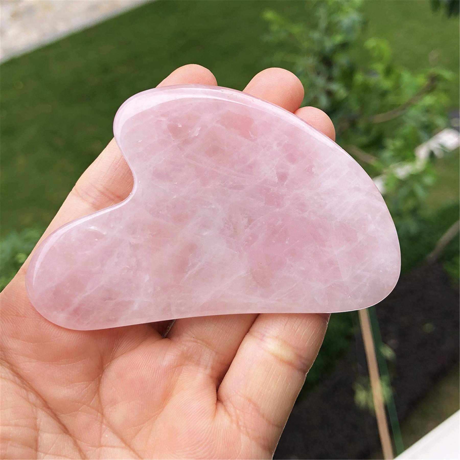 Raschietto per massaggio facciale in cristallo di quarzo rosa naturale, giada gua sha, raschiatore per pietra, per ridurre le linee sottili e le rughe, per donne e uomini