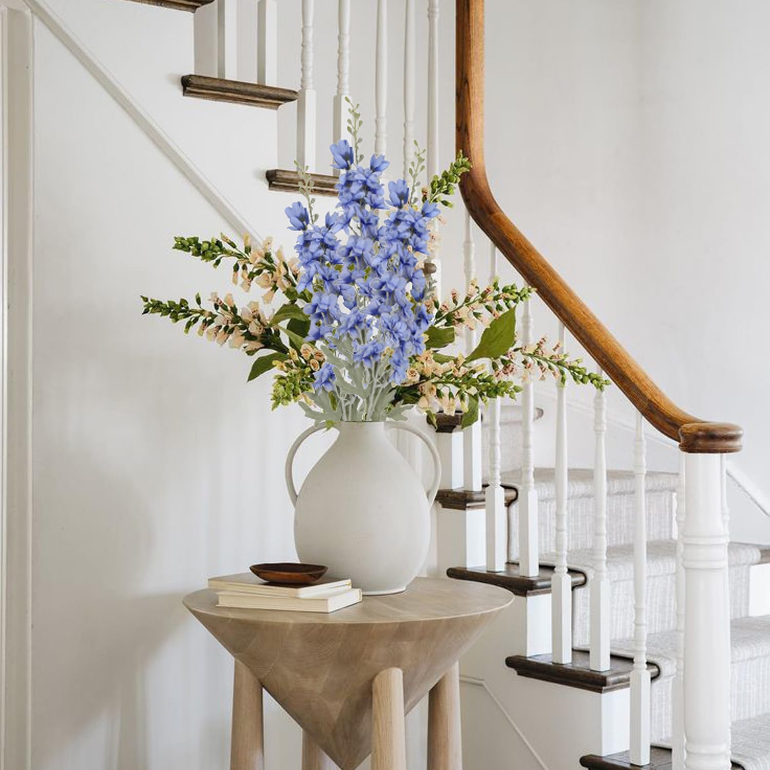INSUNSIX 6 fiori artificiali bianchi di delphinium, 83,8 cm, fiori bianchi in seta di larkspur per vasi alti fiori finti bianchi per centrotavola per matrimoni, decorazione per la casa e interni
