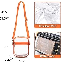 Vista 2 de DNFUN Bolso cruzado transparente, aprobado para estadios, correa ajustable para conciertos, eventos deportivos Naranja