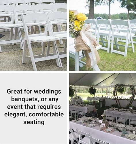 Miniatura 5 de TentandTable Sillas plegables apilables de resina blanca  Paquete de 2  Resistentes  Capacidad de 300 libras  Para banquetes bodas y eventos
