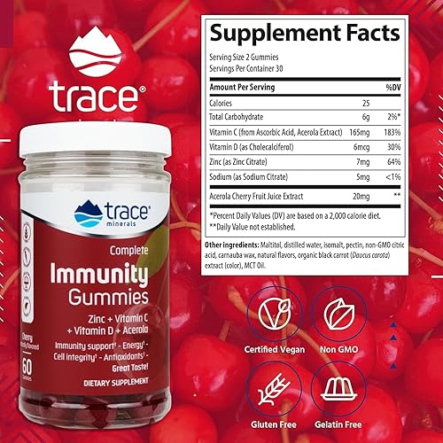 Miniatura 2 de Trace Minerals Gomitas de inmunidad – Apoya la función saludable del sistema inmunológico – Suplemento de zinc y vitamina C con propiedades