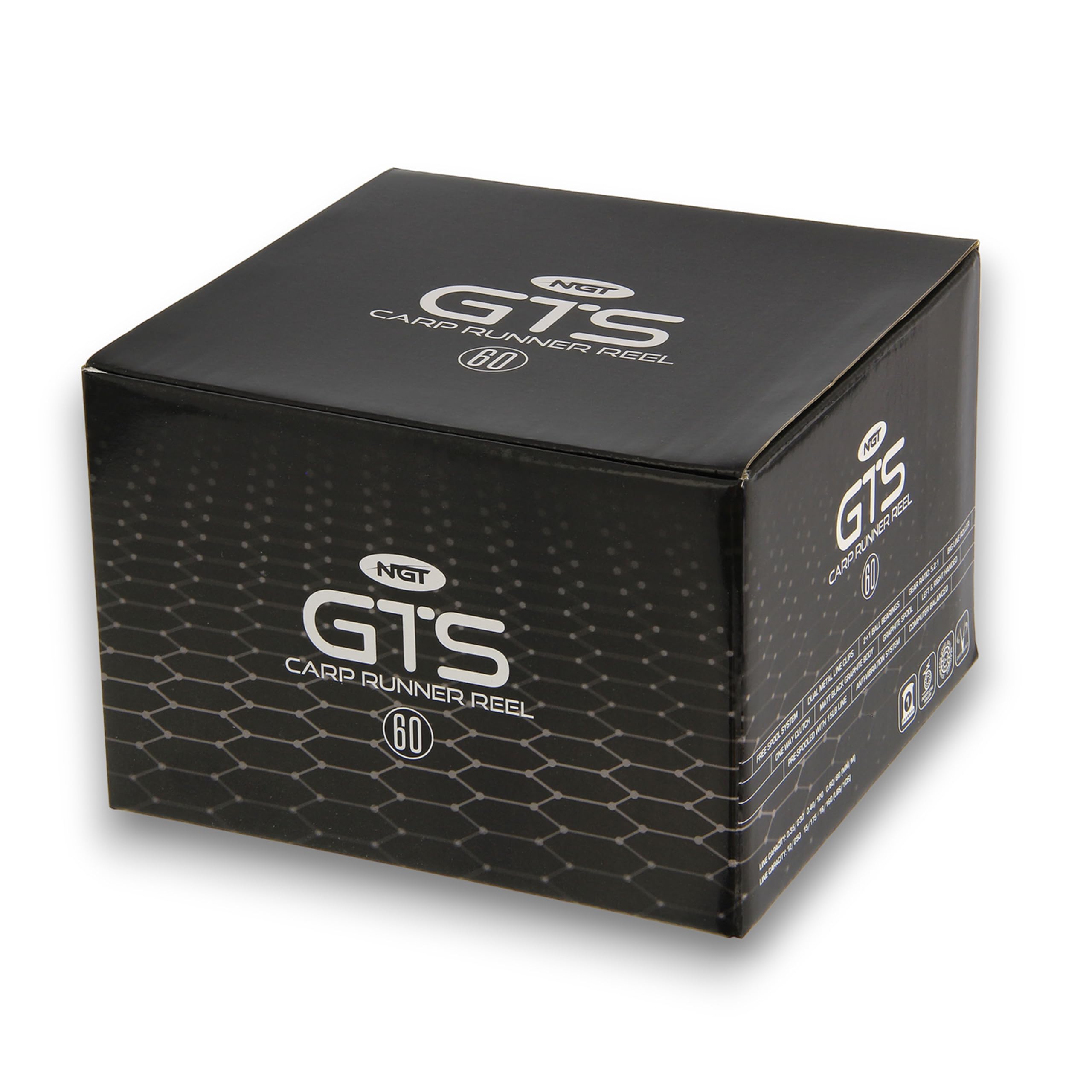 NGT Carp Fishing Reel GTS 60 Bait Runner Freespool with 15lb Line Matt Black