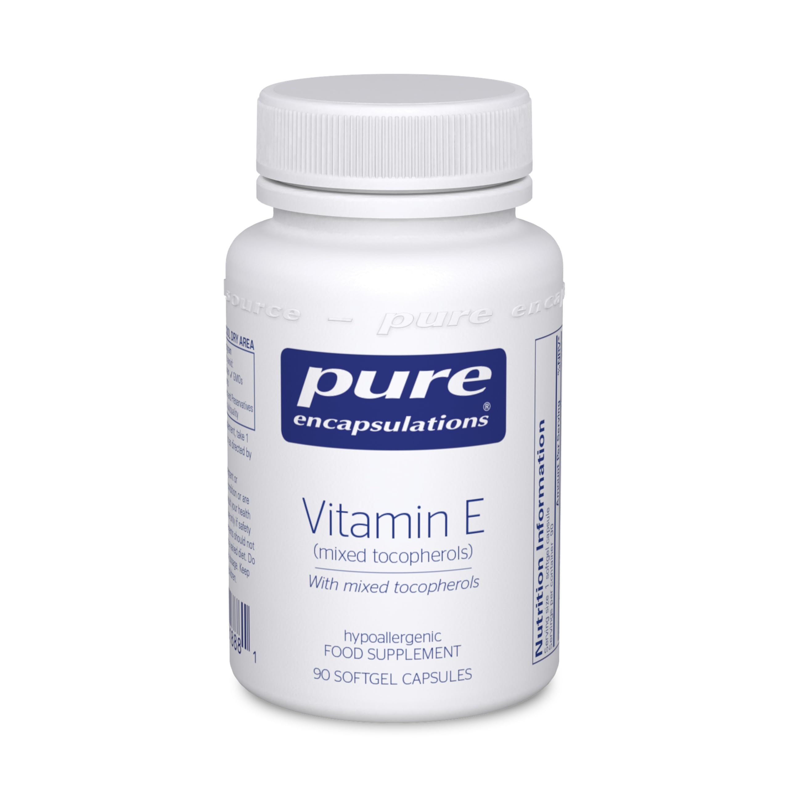 Pure Encapsulations Vitamin E (with Mixed Tocopherols), 90 Softgel Capsules