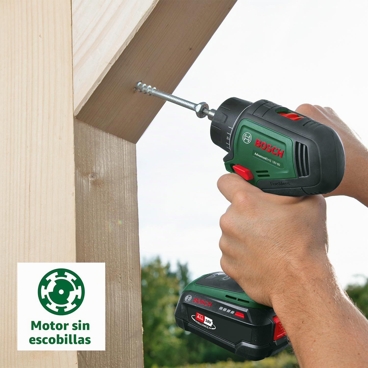 Bosch Taladro/atornillador con batería AdvancedDrill 18V-80 QuickSnap (taladrar y atornillar; sistema 18V; Brushless; 78 Nm; portabrocas 13 mm; caperuza magnética; sin batería)