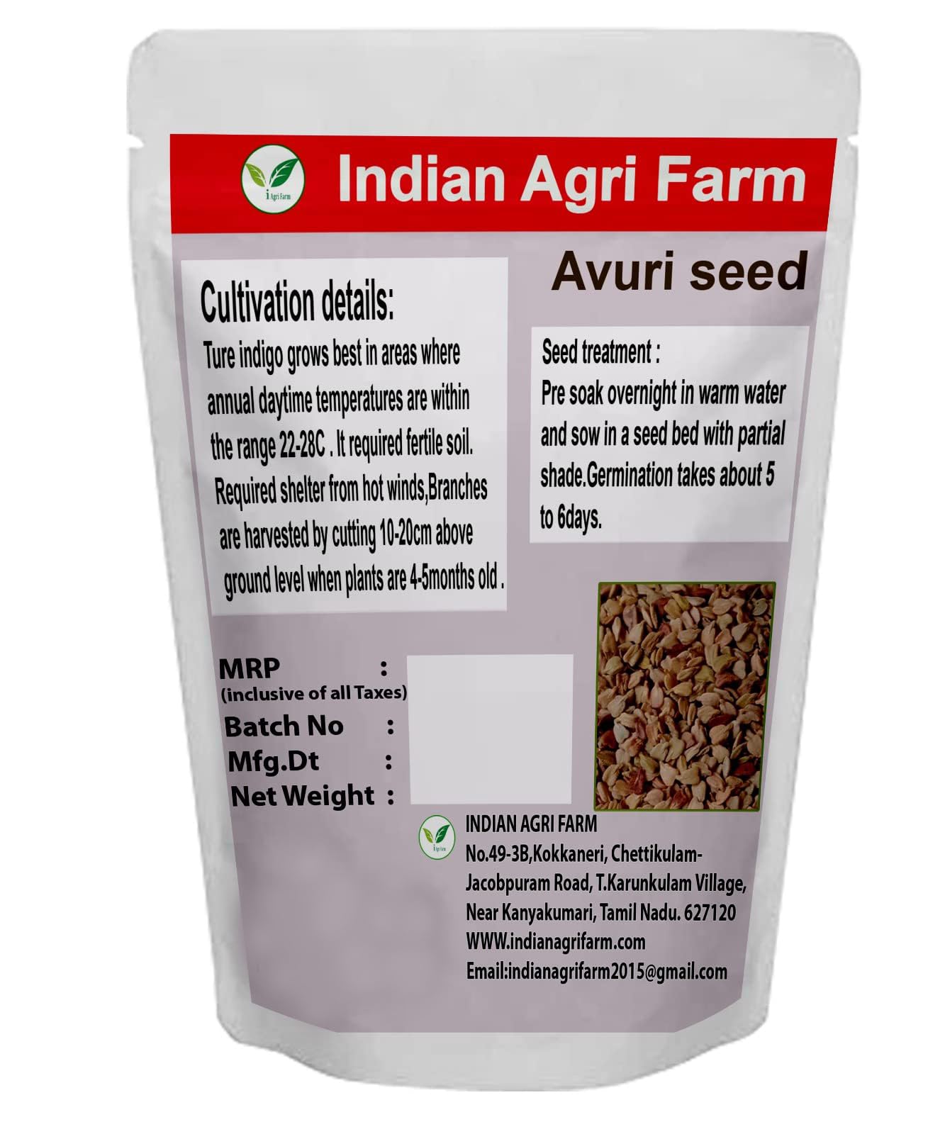 Iagrifarm True Indigo Seed - 250 g -Neeli Avuri/chetu/Neelam/Neel Seed for Plantation 3