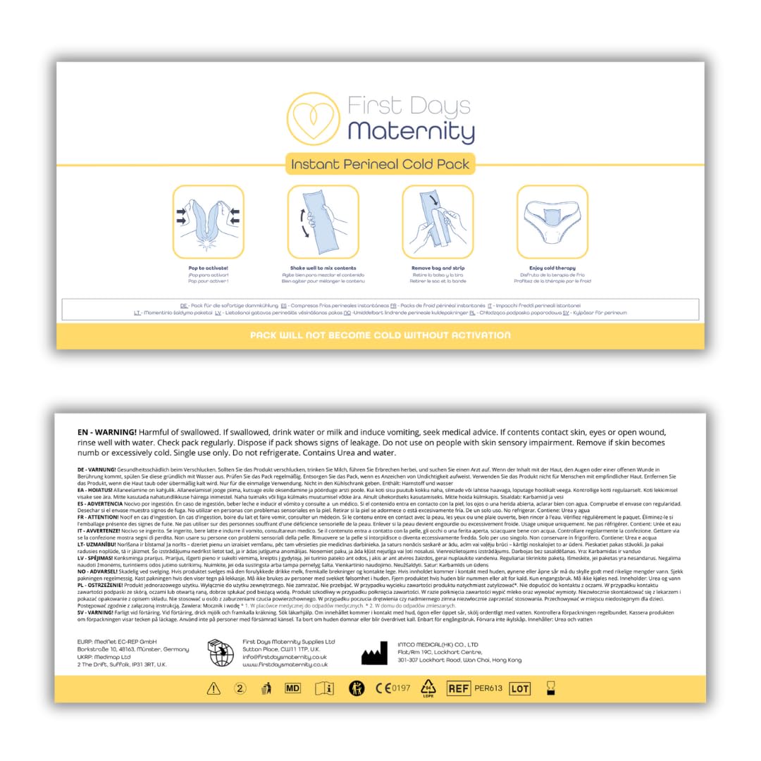 First Days Maternity - Instant Cold Packs - Cooling Relief - Instant Activation - Absorbent Pads 2 w 1 z wbudowanym lodem