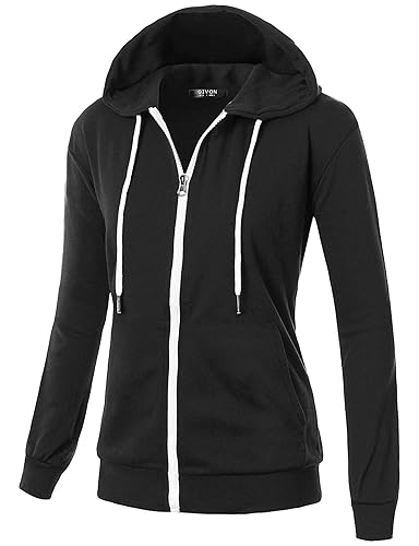 Women's Lightweight Zip Up Hoodie – Long Sleeve Thin Casual