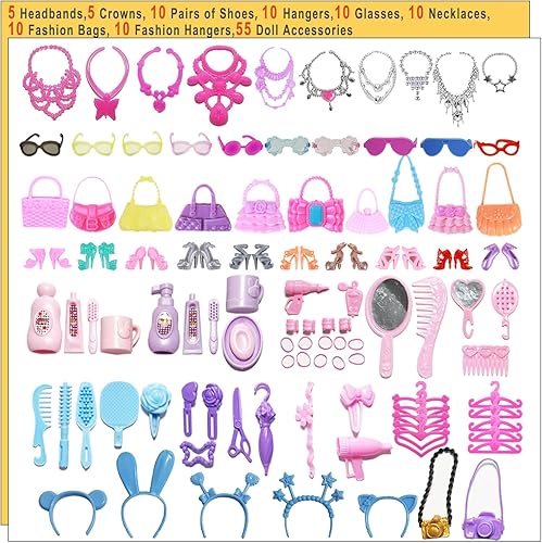 Miniatura 4 de HighFun 125 piezas de ropa y accesorios para muñecas de 11.5 pulgadas, kit de diseño de moda, regalos de juguete para niñas