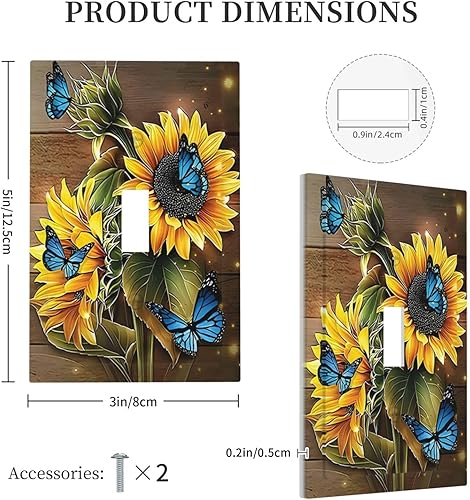 Miniatura 5 de Placa de interruptor de luz de palanca individual con diseño de girasol, placa de pared de 1 banda, placa frontal eléctrica para baño, cocina,