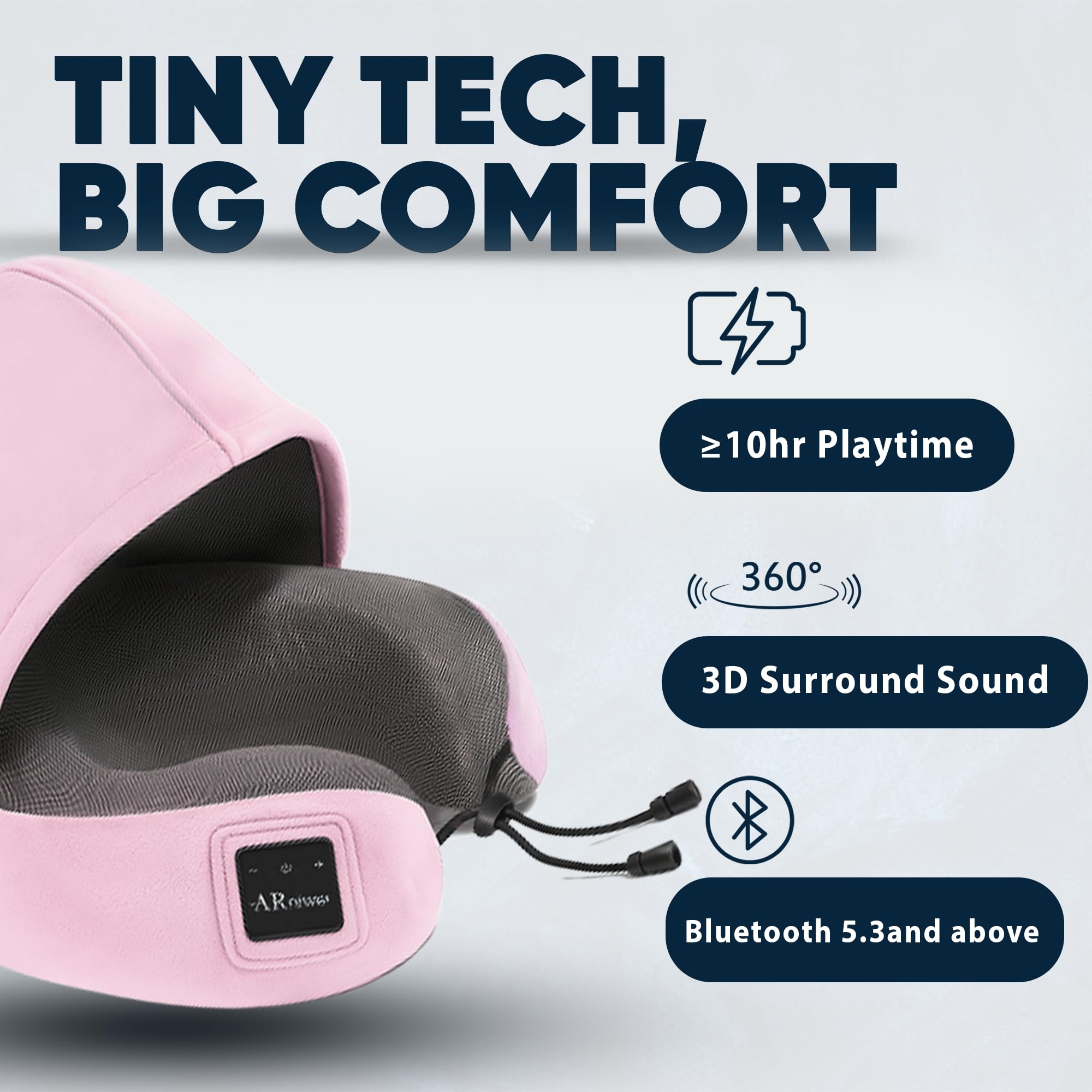 Almohada semicircular para el cuello con capucha y altavoz Bluetooth inalámbrico, apto para avión, coche, oficina y campamento al aire libre para dormir, descansar, los mejores artículos