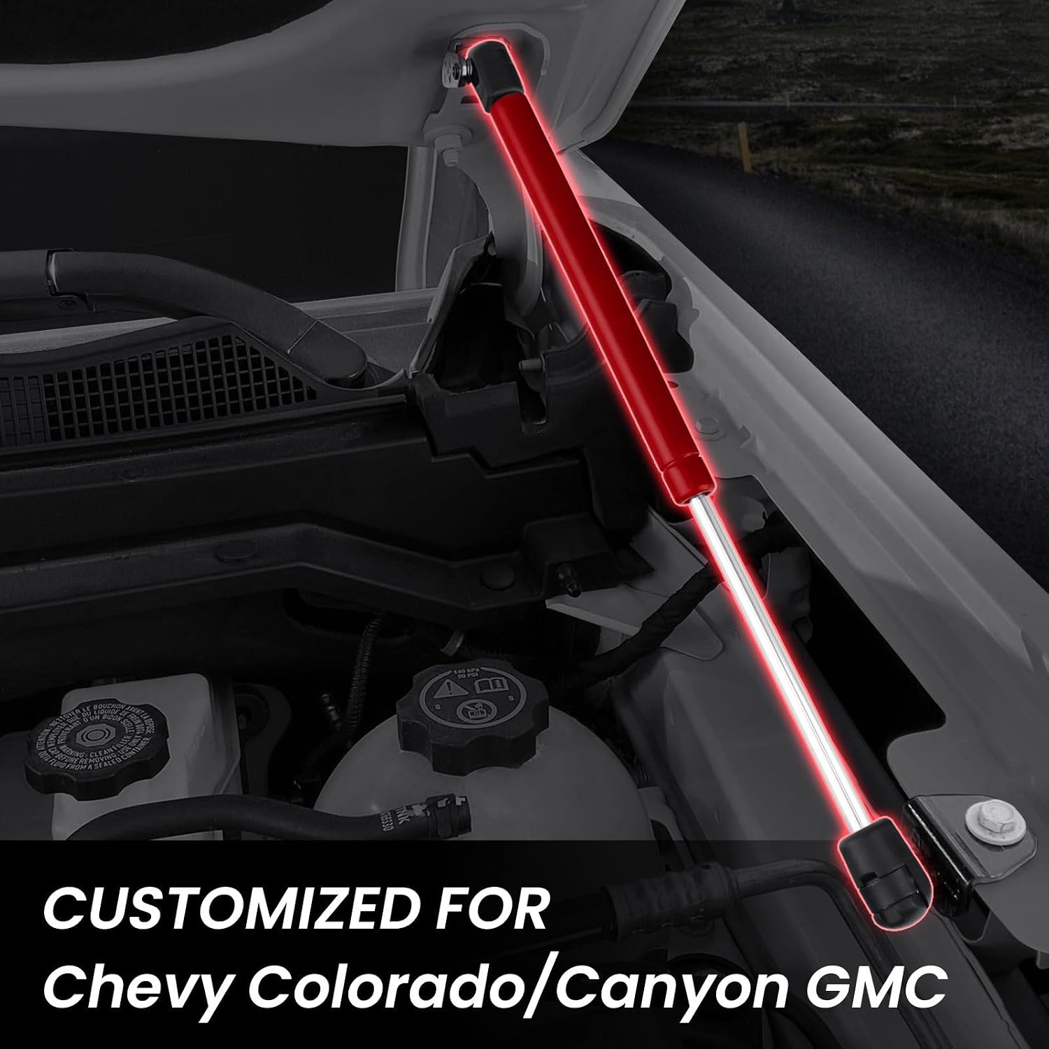 Hood Struts for Chevy Colorado/Canyon GMC 2023 2024 2025 2026, Hood Lift Support, No Drill Front Gas Springs Shocks | Compatible with Chevrolet Colorado Accessories Red