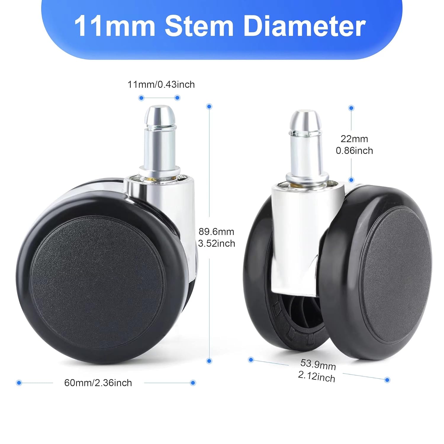 Set of 5 silent office chair casters replacement casters, rolling chair