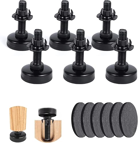 Juego de 6 pies niveladores ajustables para muebles, patas niveladoras resistentes, patas de gabinete, ajuste de altura para muebles con tuerca en