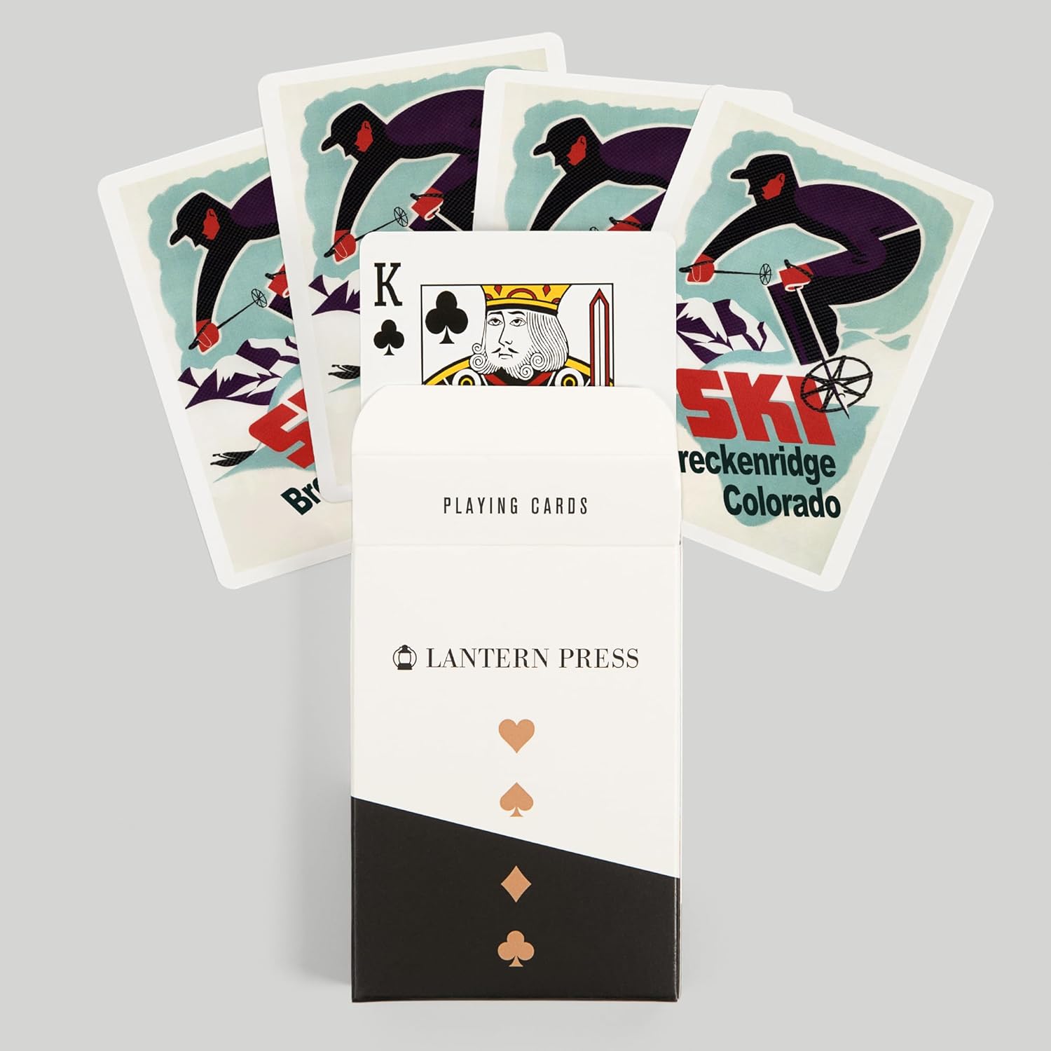 Lantern Press Breckenridge, Colorado, Retro Skier, 52 Playing Cards for Adults, Poker Size Card Deck