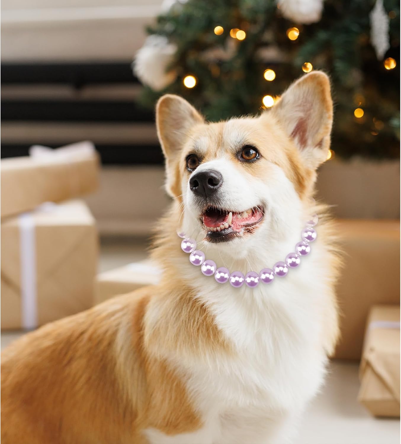 KUDES Chunky Pearl Dog Necklace (Beads 20mm),Elegant Trinidad and