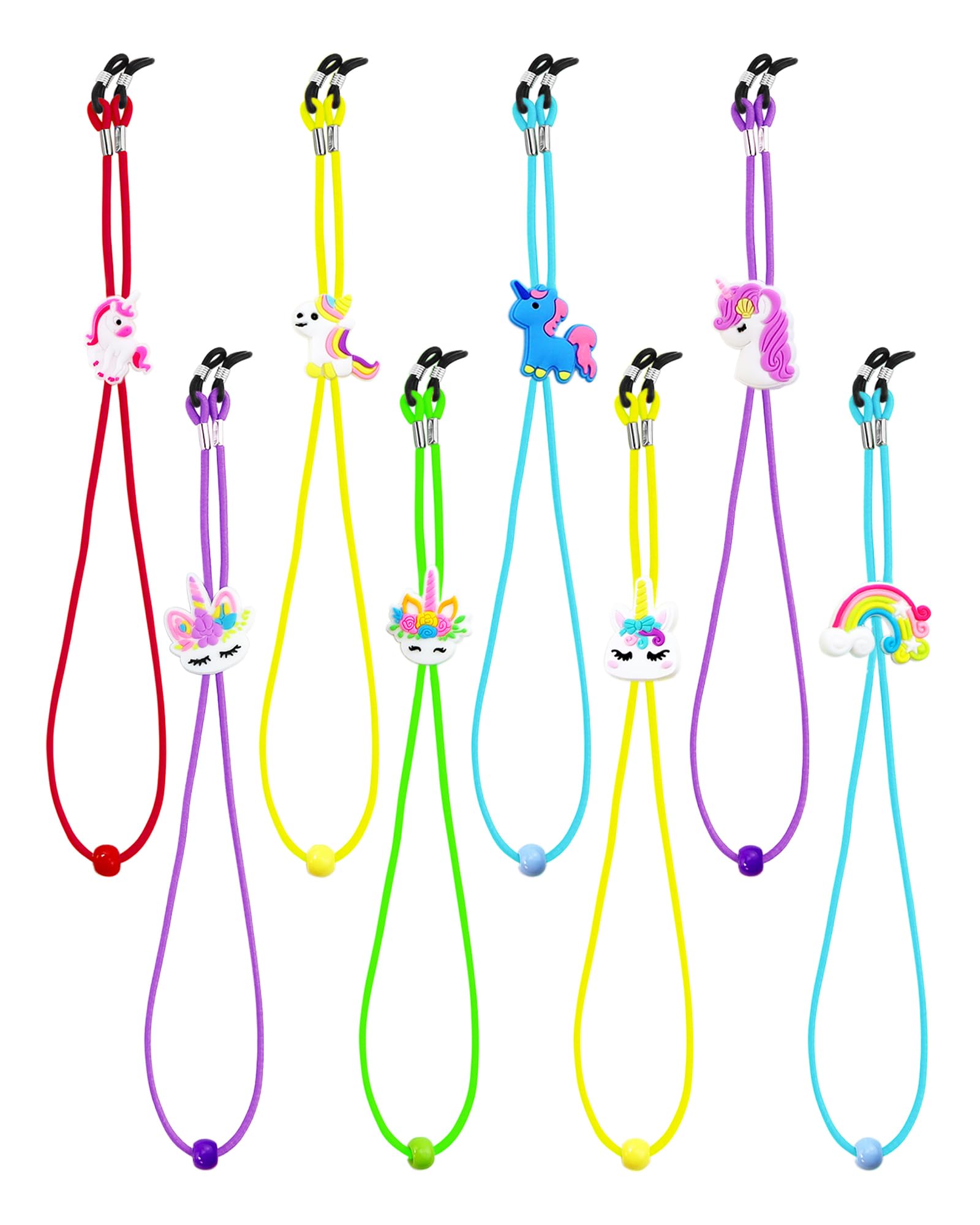 YETOOME8 Pcs Kids Glasses Strap Unicorn Rainbow Anti-slip Eyeglass Straps Adjuster Stretchy Sunglass Strap for Boys Girls