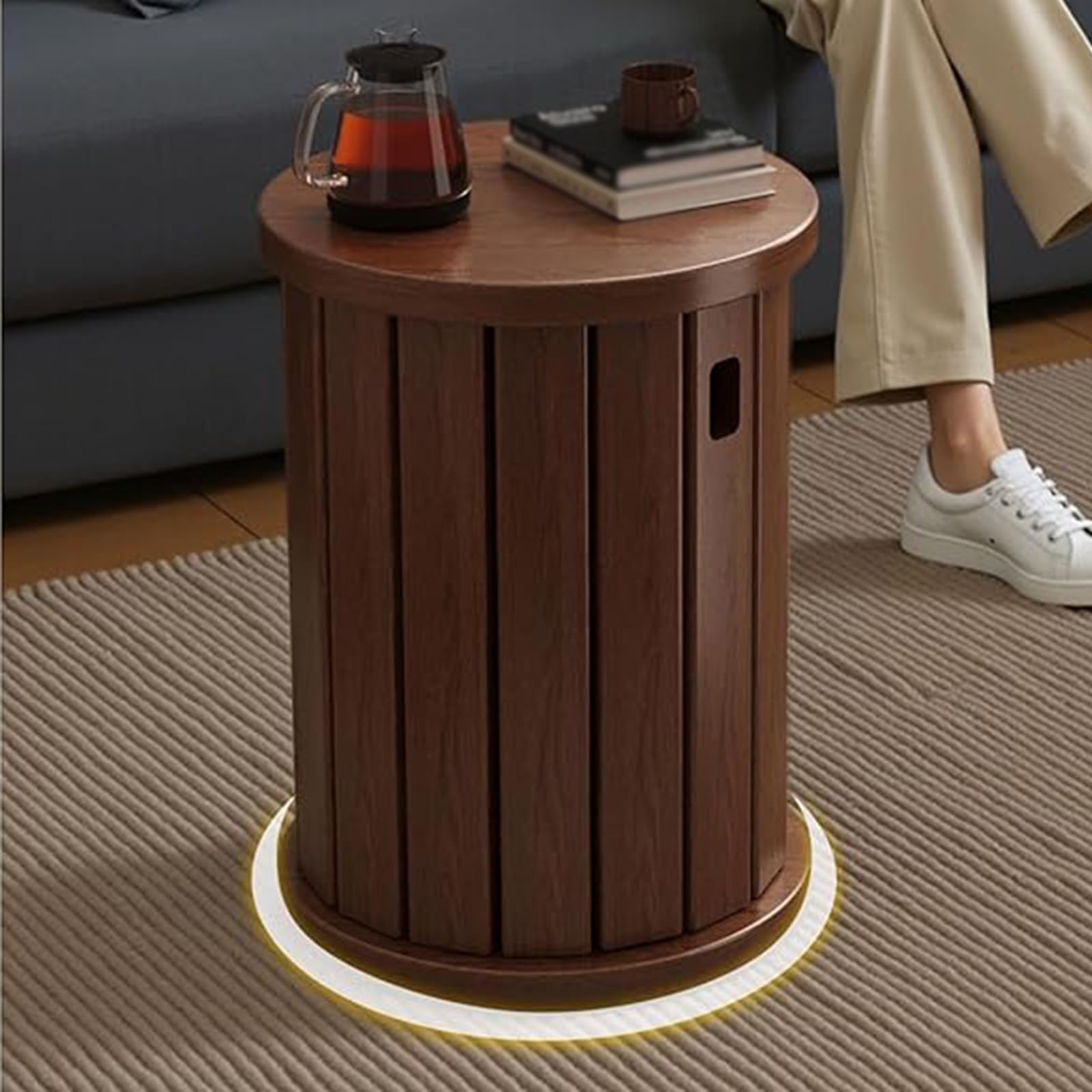 Lot de 4 tabourets en bois massif minimalistes pour économiser de l'espace, tabourets polyvalents en noyer pour salon, chambre, balcon, design moderne