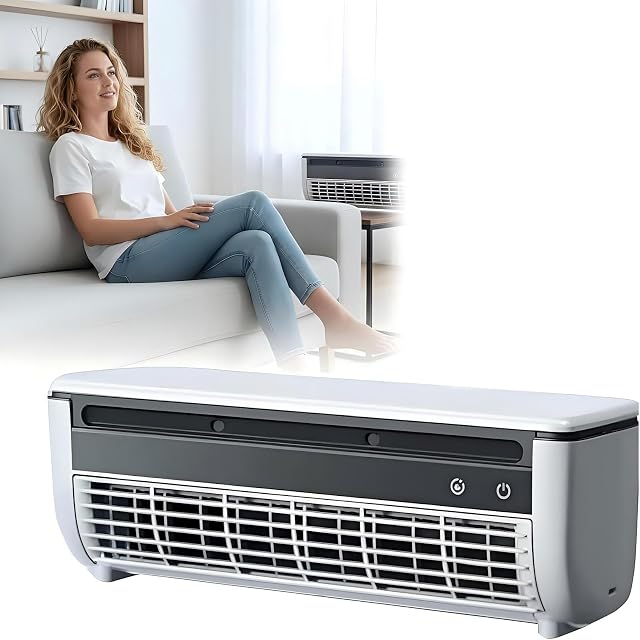 Mini Air Ventilateur de conditionnement avec réfrigérateur semi-conducteur, petit climatiseur fractionné avec vaporisateur de brouillard de glace, 6000mAh Batterie, murale, portable pour les petits espaces de la chambre à manger (blanc)