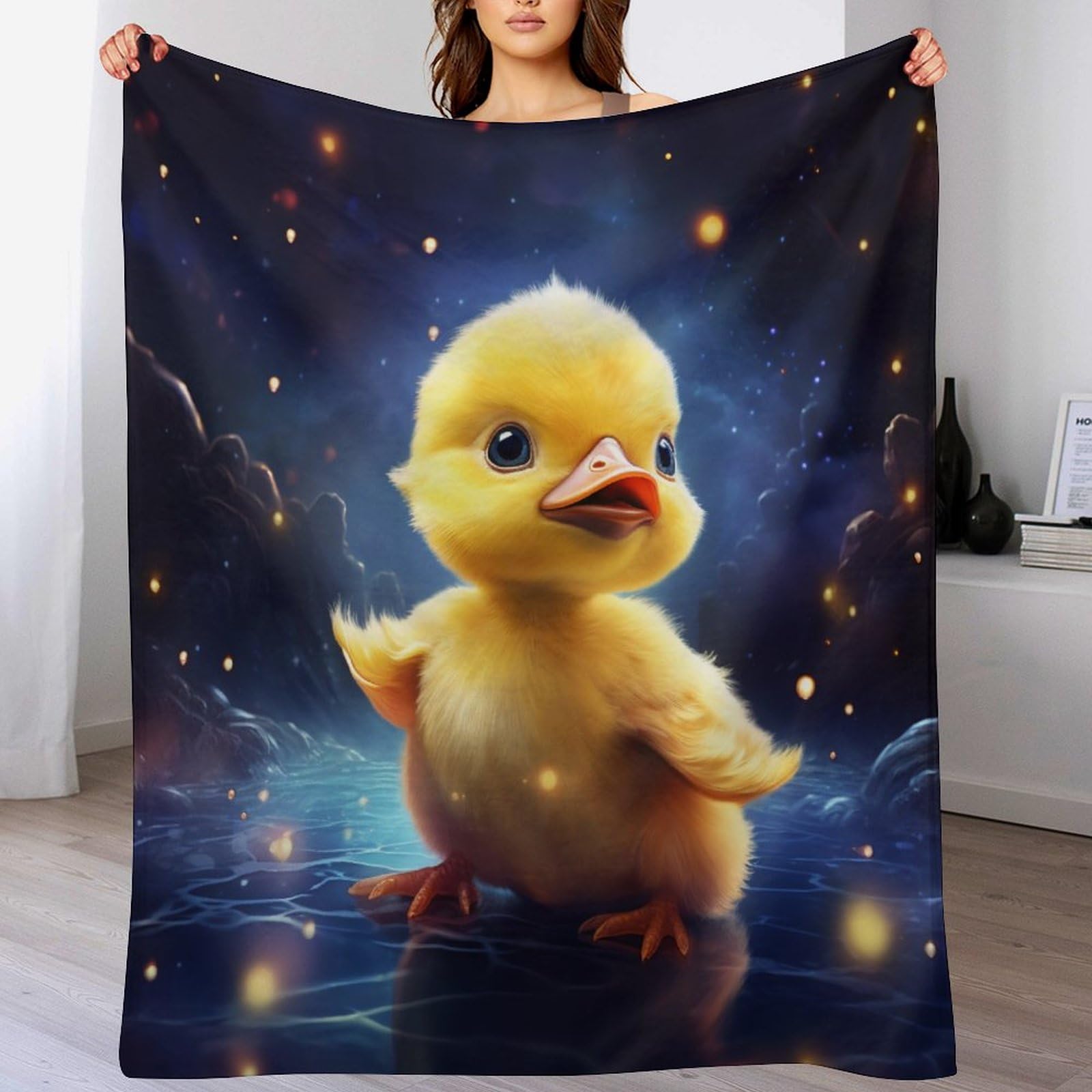 Manta de forro polar de franela premium Little Yellow mullida con estampado fino