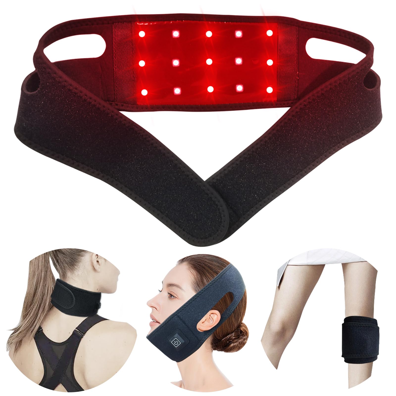 Infrared Red Light Therapy for Knee Neck Ankle Relief Near Infrared Heating Pad for Pain Relief Wearable Hand Wrist Legs Red Infrared Light Heated Wrap Belt for Home Office Use with 3 Gears Timer