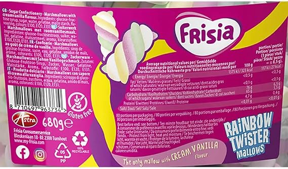 Frisia Marshmallow Rainbow Twister 680g Creamy Vanilla Flavour Tub Full