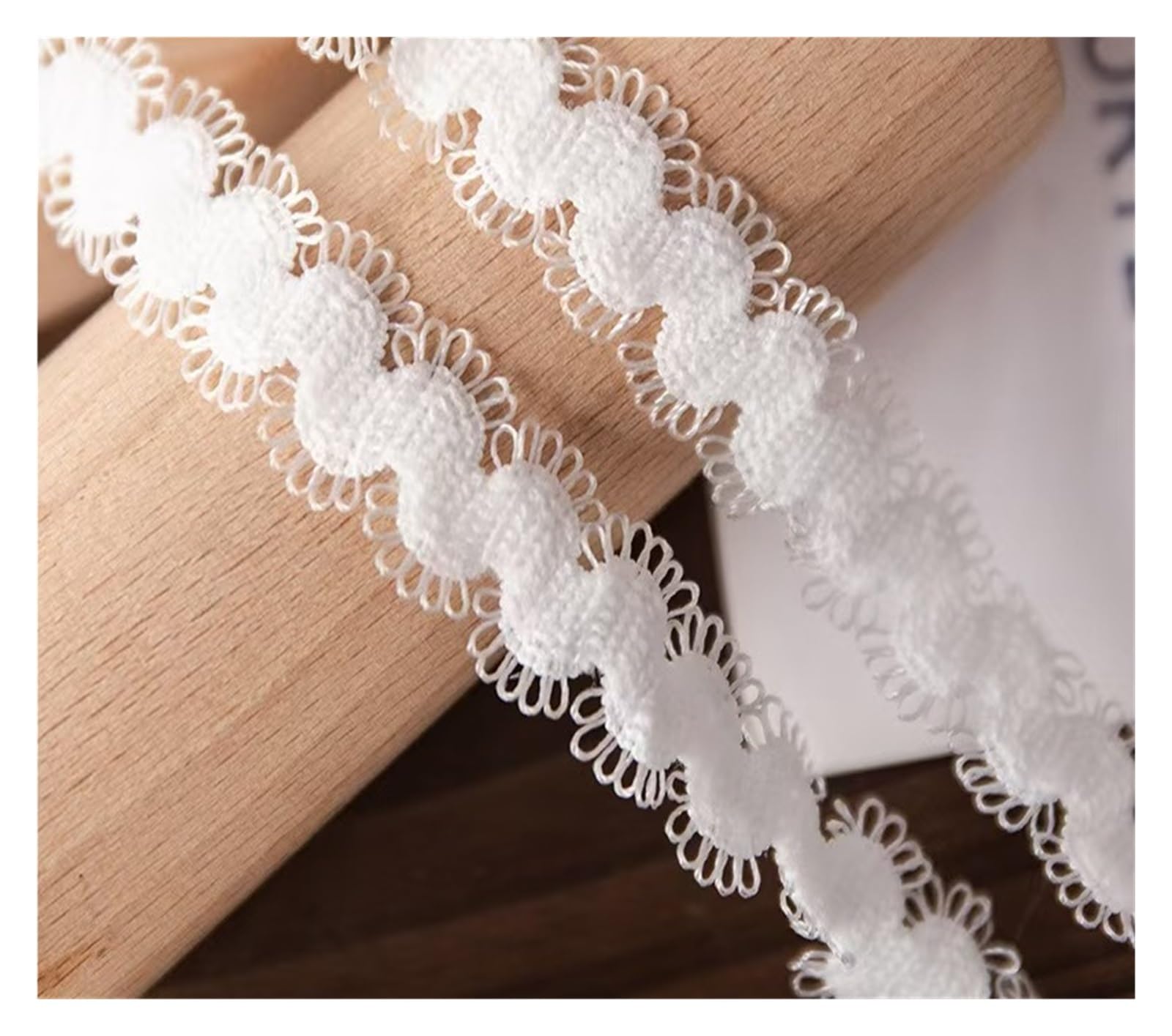Cinta de encaje, tela de encaje, cinta de encaje elástica, cinta de borde de encaje, cinta decorativa para álbumes de recortes, decoración de boda (blanco)