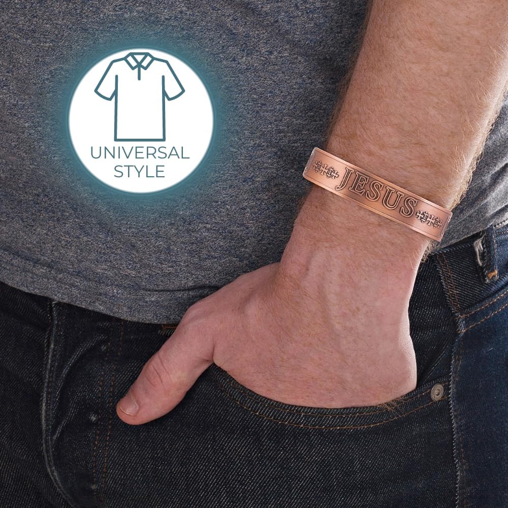 Willis Judd JESUS Men's Pure Copper Magnetic Adjustable Bracelet Bangle