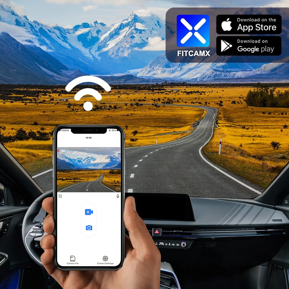 Fitcamx Dashcam 4K Adecuado para Kia Niro and Niro EV 2023-2026 (HD2-AT100), OEM Cámara de Coche 2160P UHD Video WiFi, Grabación en Bucle, G-Sensor, WDR Camara Coche, Plug & Play, Tarjeta de 64 GB