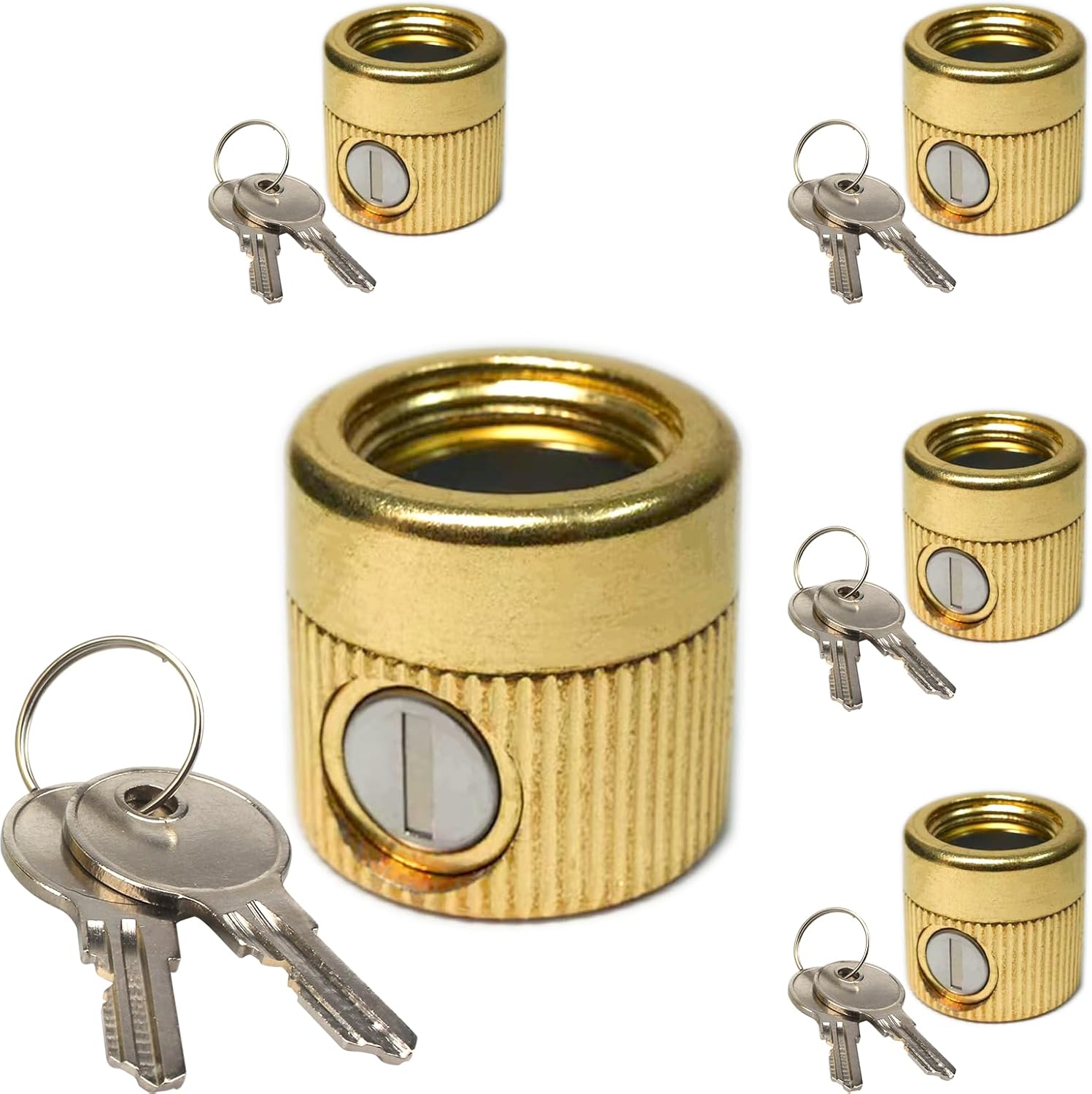 5 Pack for FSS 50 Faucet Lock Outdoor Water Spigot Lock 3/4“ Hose Brass Construction to Prevents Water Theft,Unique Key,Faucet protection,Secures Outdoor Bibbs