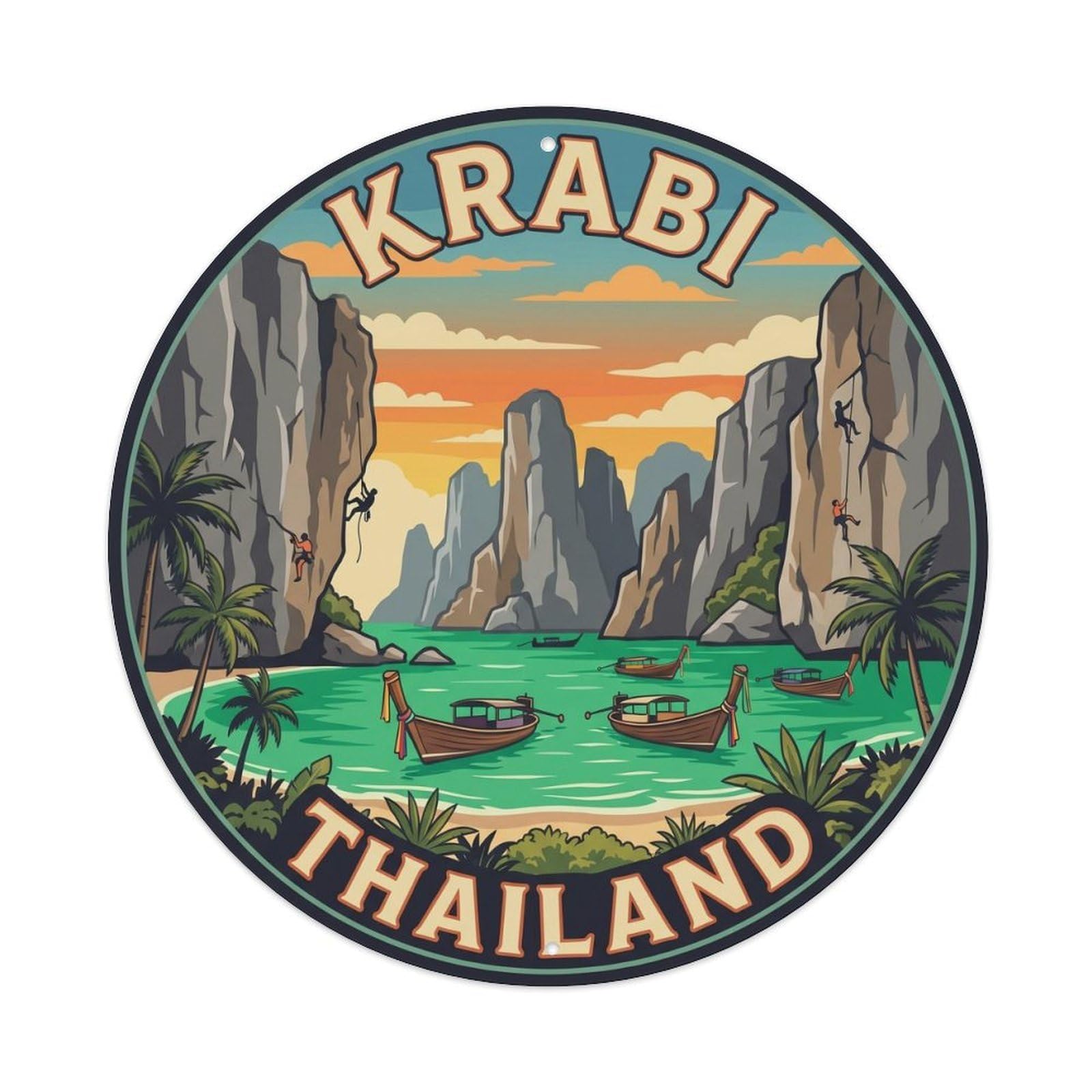 Vintage Travel Thailand Krabi Cliffs Metal Tin Sign