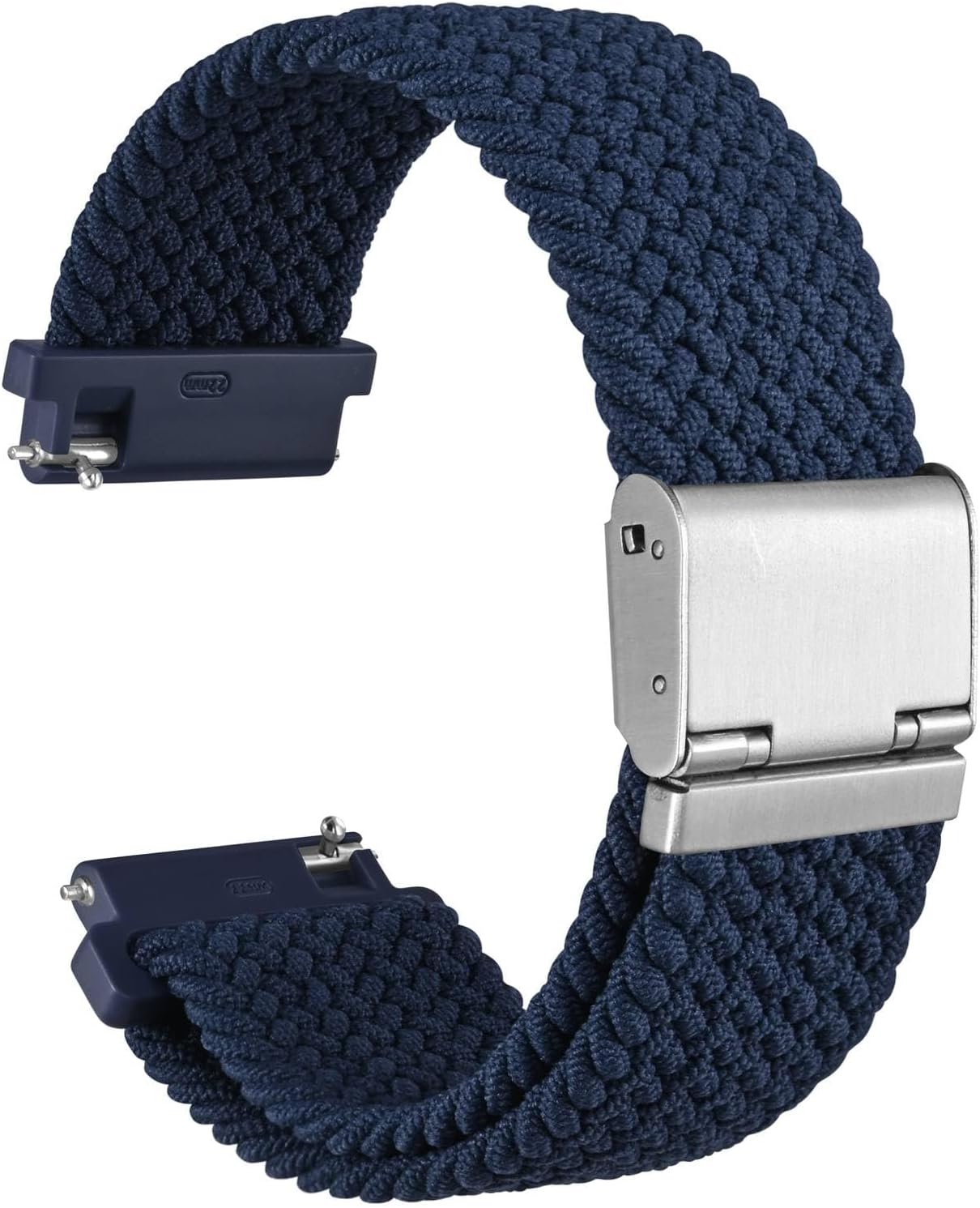 WOCCI 21mm Braided Nylon Watch Band for Men and Women, Quick Release, Silver Stainless Steel Buckle (Blue)