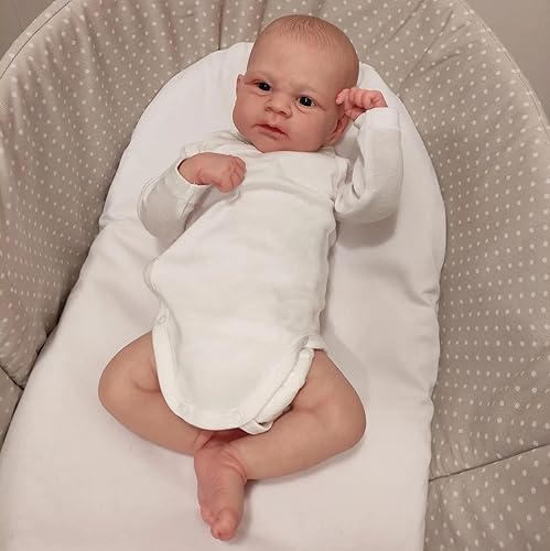 Miniatura 4 de Pinky Reborn Muñecas de bebé de 17 pulgadas de vinilo suave realista, muñeca de bebé recién nacida que se ve real, accesorios de juguete, regalo de