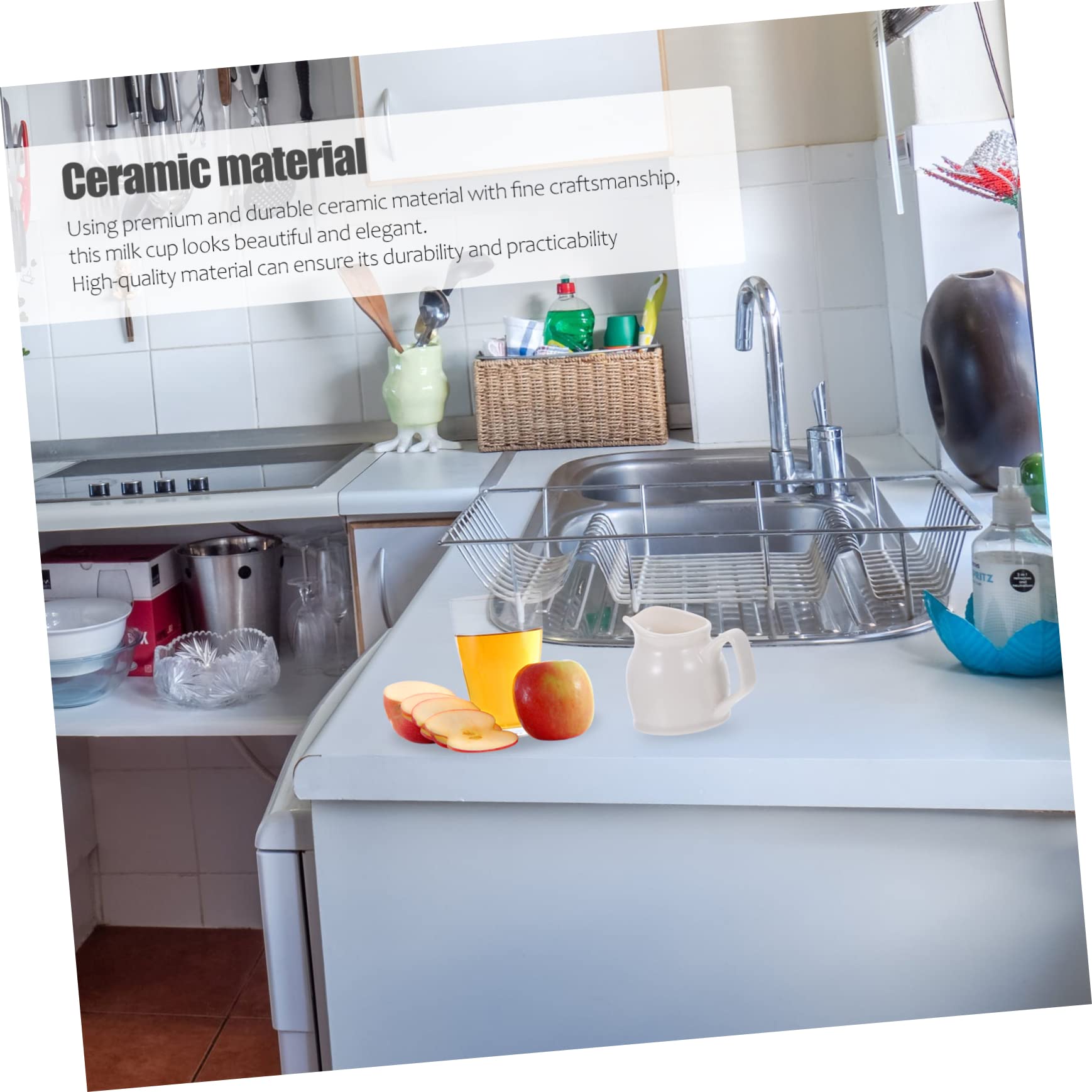 KICHOUSE 1pc Ceramic Juice Bucket Milk Creamer Jug Coffee Creamer Milk Creamer Dispenser Mini Coffee Pot Espresso Wdt Espresso Pitchers Cup Milk Jar Espresso Mug Sauce Cup Ceramics White