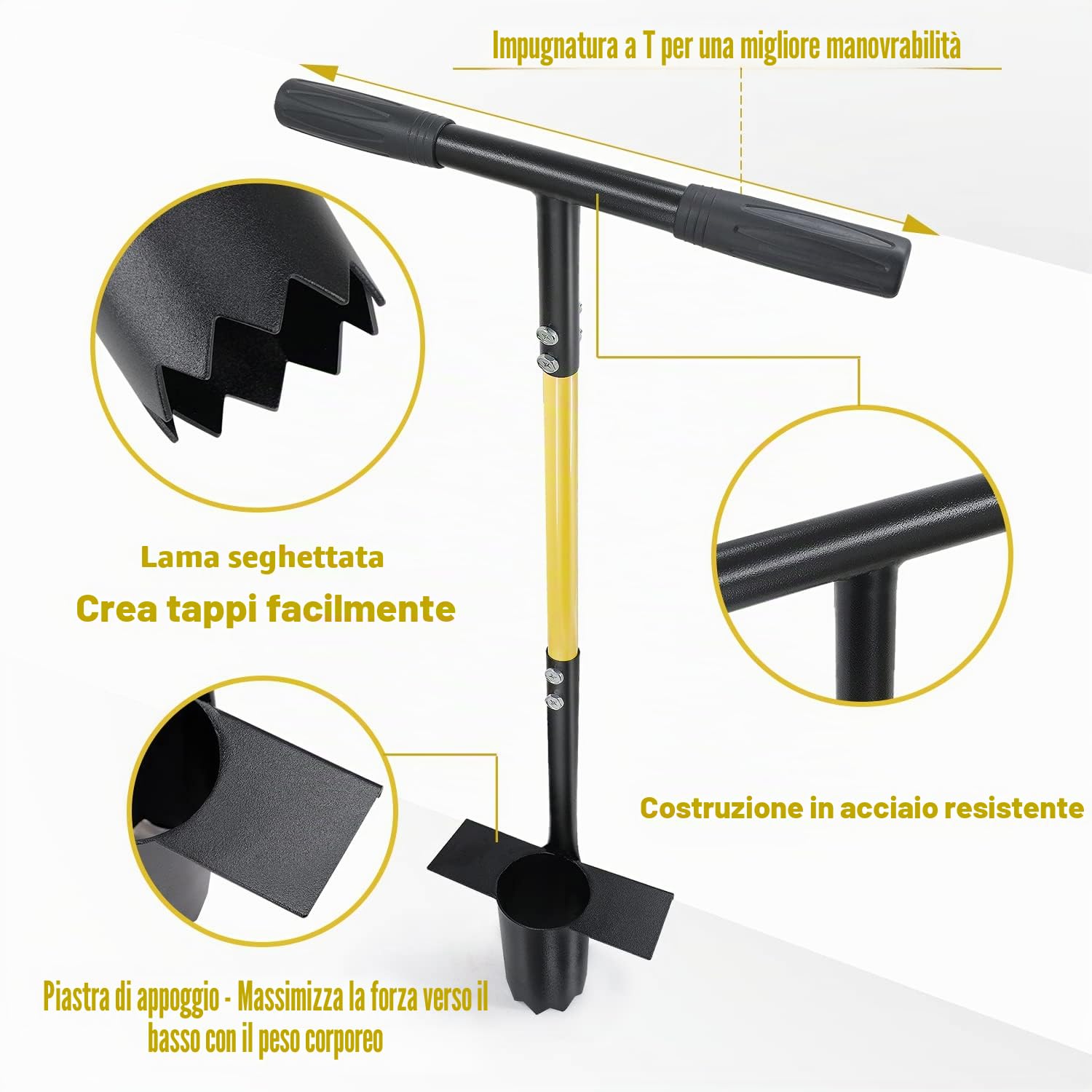 Set di strumenti per piantare bulbi Jardineer 3 pezzi, strumento per piantare bulbi a manico lungo e piccolo trapiantatore per bulbi con impugnatura morbida per scavare buche per piantare tulipani