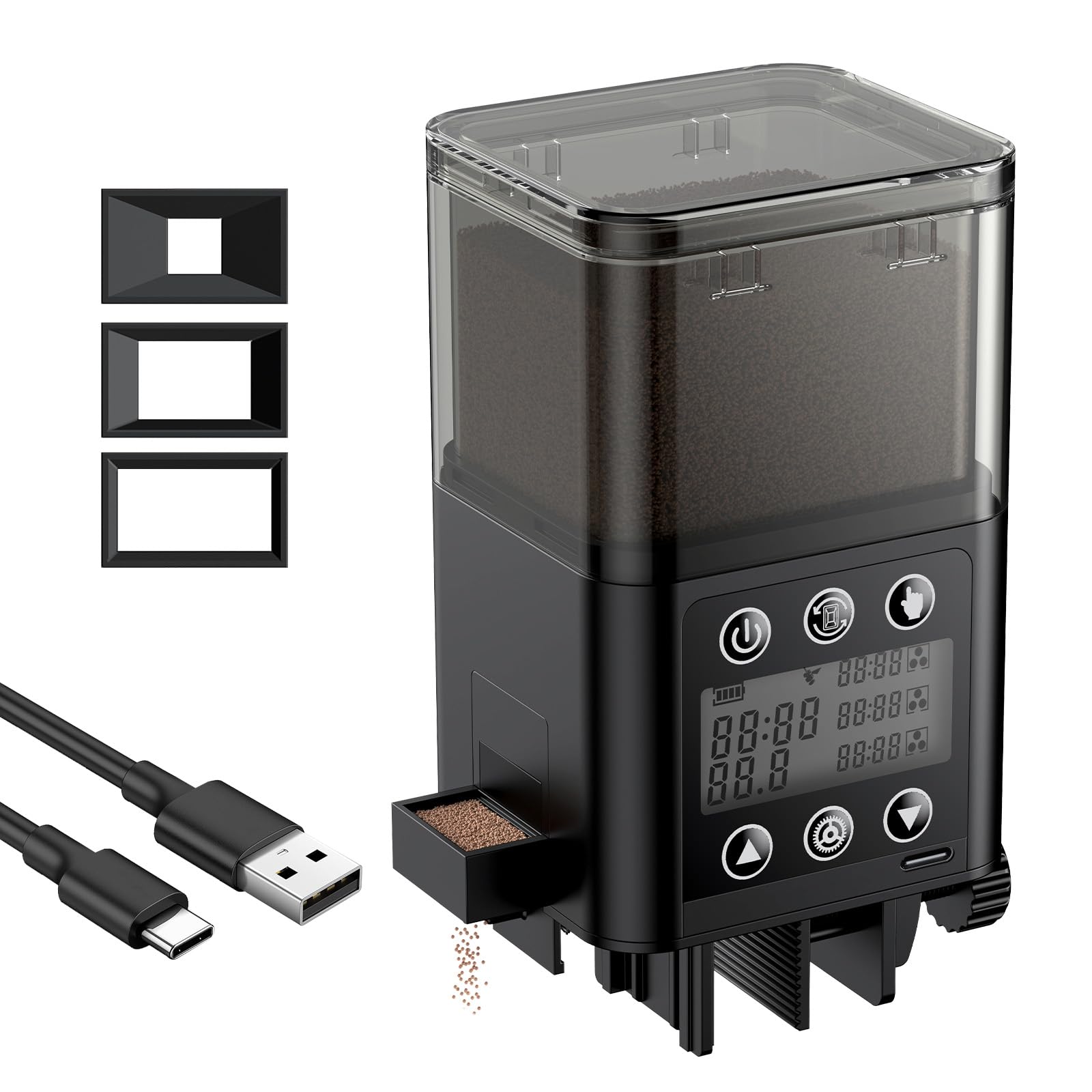 Pawfly Automatic Aquarium Feeder, USB Rechargeable 320 mL Auto Food Dispenser with Timer, Adjustable Vacation Feeder for Pellets, Granules and Powder