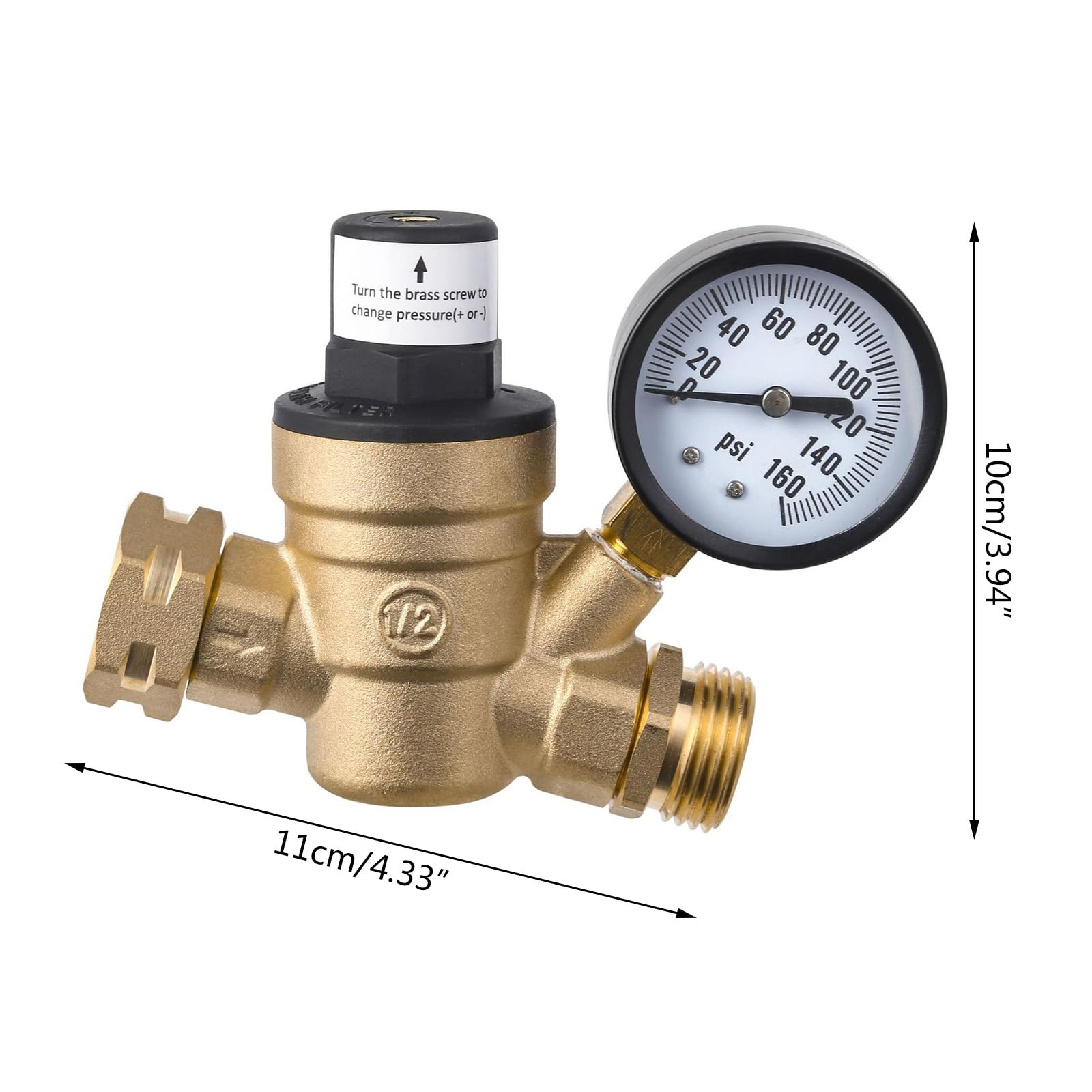 RVsWater regolatore di pressione professionale valvole di riduzione della pressione con manometro regolabile per rimorchio da viaggio