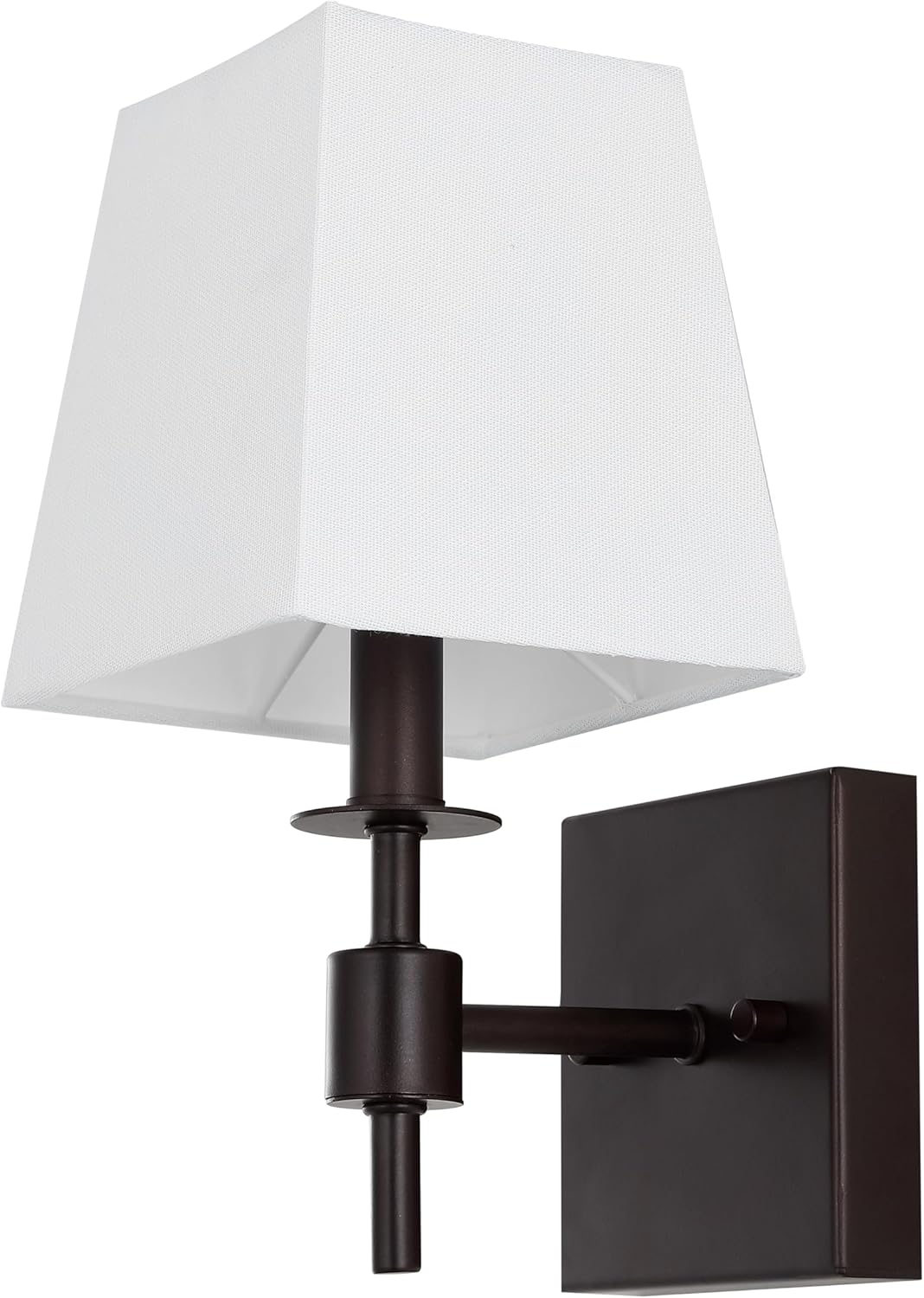 SAFAVIEH Lighting Collection Clauren Bronze Wall Sconce Set of 2 Light Fixture, with White Shade Ideal for Bathroom, Entryway, Vanity, Foyer, Hallway, Living Room (LED Bulbs Included)