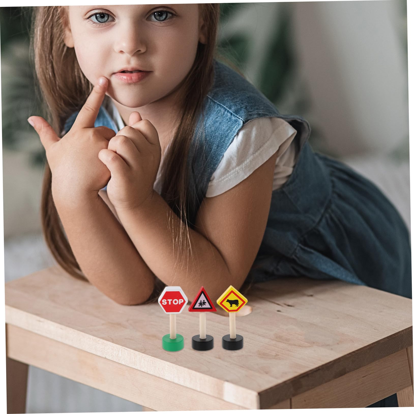 Ensemble de Jeu Panneau Signalisation Garçon et Filles en Bois 16pcs, Jouet Éducatif Coloré et Créatif pour Apprentissage Interactif Sécurisé à Domicile Classe