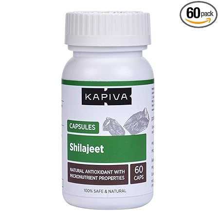 Kapiva 100% Himalayan Shilajit - Helps Provide Vigour and Vitality - 60 Caps