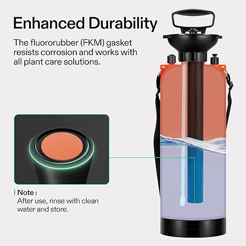 Miniatura 12 de Pulverizador de mano VIVOSUN para jardines y césped de 0,8 – 2,0 galones con válvula de seguridad de presión y correa de hombro graduable Naranja