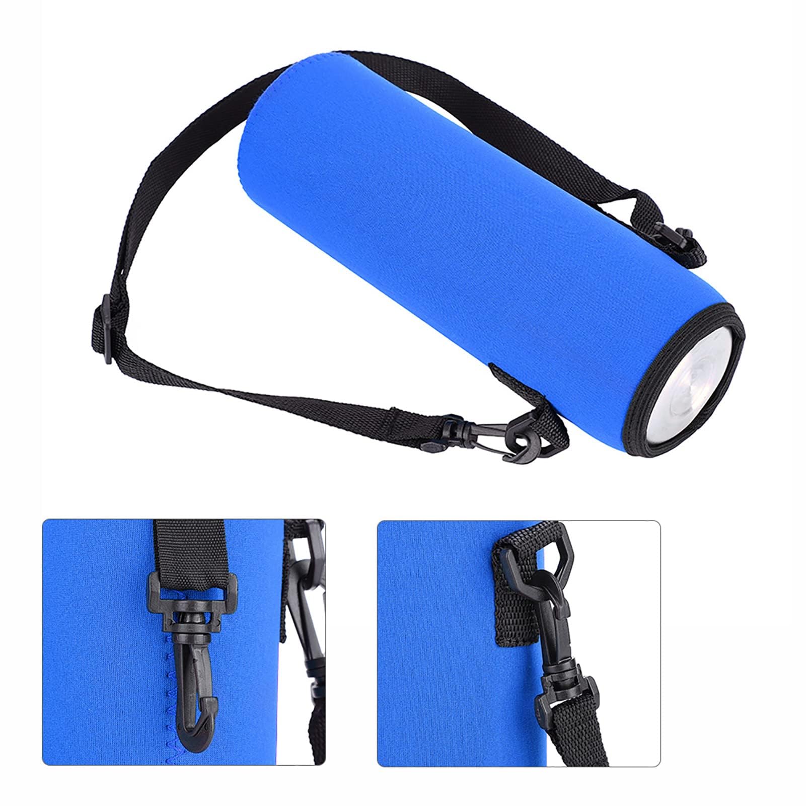 Custodia Termica per Borsa Porta Bottiglia D'acqua in Neoprene con Tracolla Custodia Impermeabile per Bottiglia D'acqua da 1 Litro per Uso Esterno (BLUE)