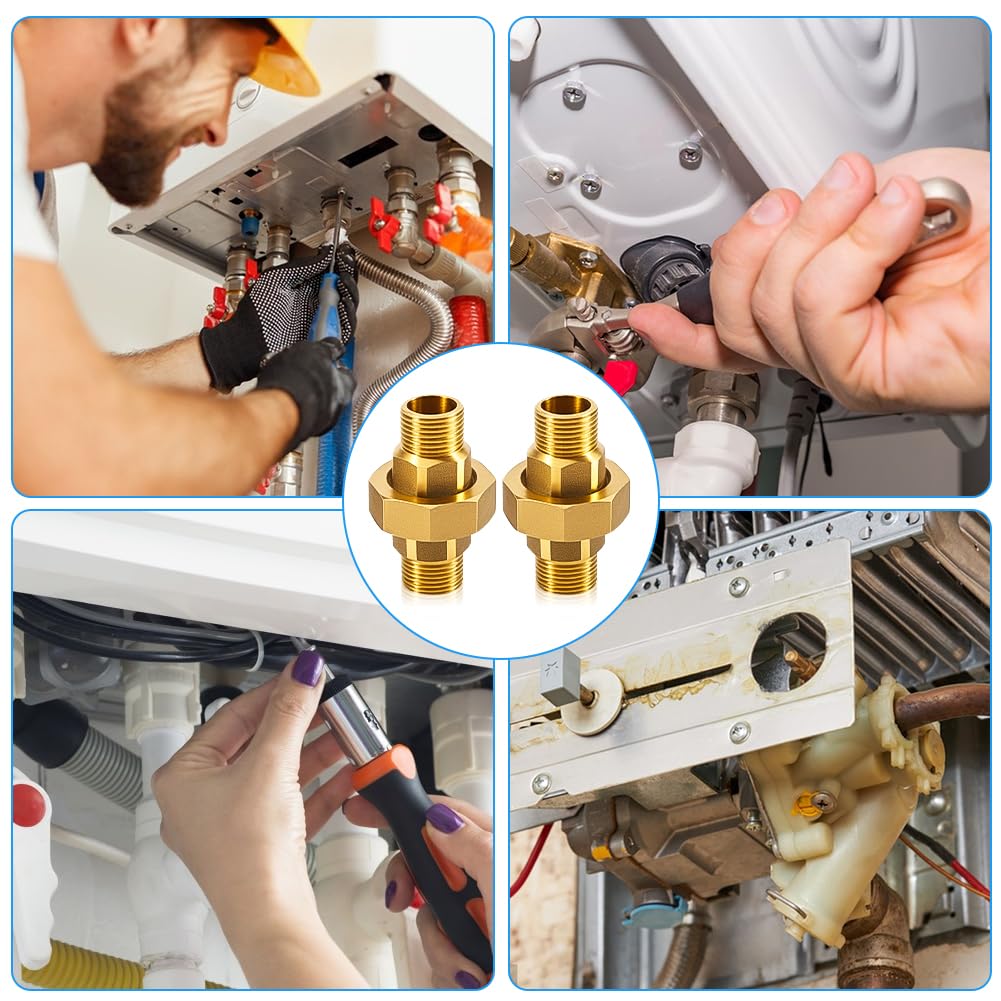 2 Stück Messing Verschraubung 1 Zoll, 1" AG/AG Messing Gewindefitting, Verschraubung Konischdichtend mit Außengewinde, DN25 Rohrverschraubung Gewindefitting für Wasser & Heizungsinstallationen