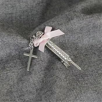 Amazon.co.jp: メタリックヘアクリップ合金注射器ヘアピンダーク
