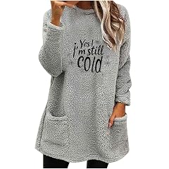Yes Im Always Freezing Sherpa Womens Fuzzy Fleece Pullover Sherpa Sweatshirt Long Sleeve Sweater Yes Im Still Cold